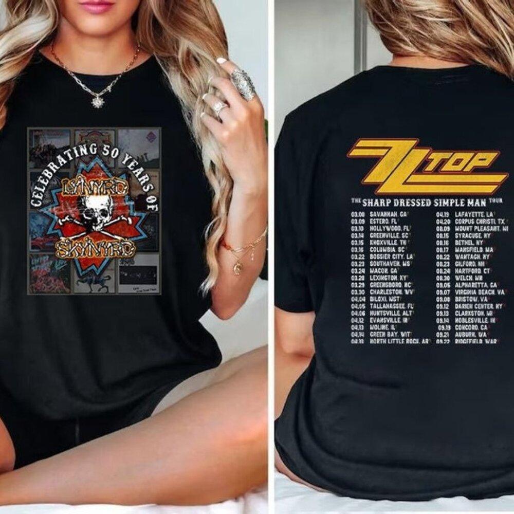 Lynyrd Skynyrd Zz Top Tour 2 Sided Retro Music Fan Collector Classic